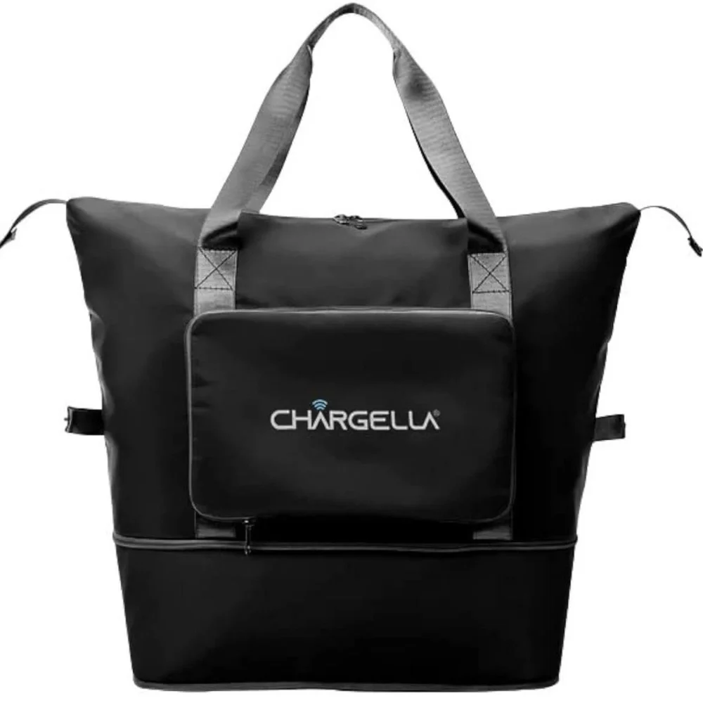 Chargella Large Folding Duffel Tote Bag Shoulder Luggage Handbag Charging Port